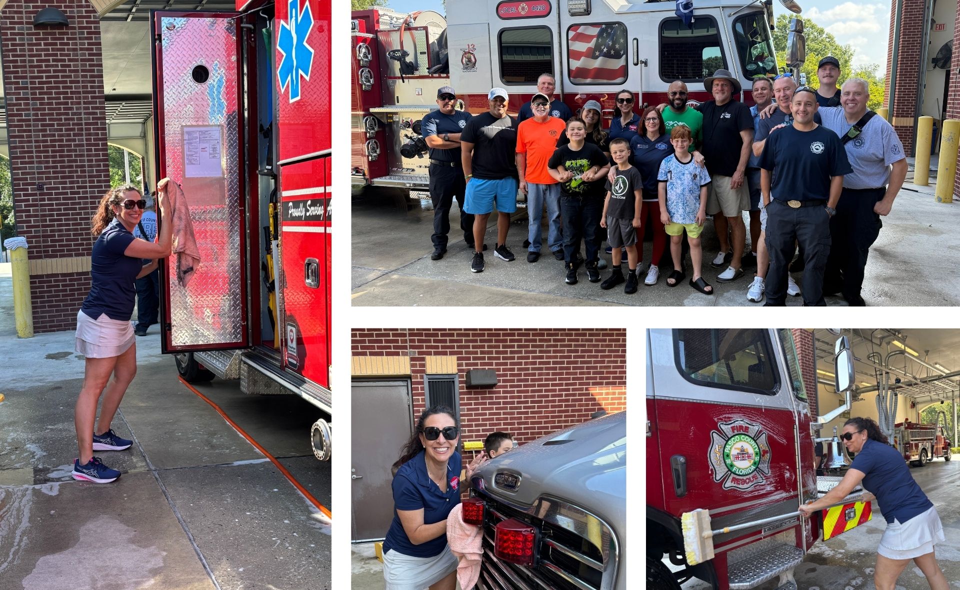 Volunteering at Pasco County Fire Station 13 — Jennie had a great time washing the firetruck