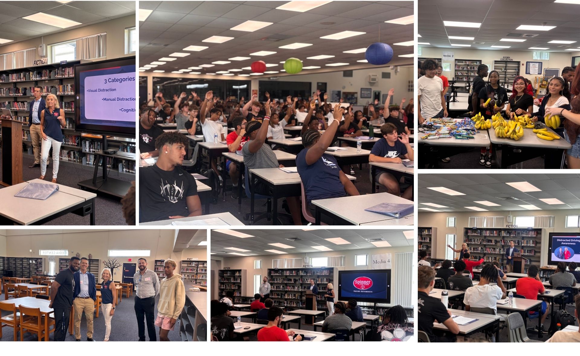 Attorneys Charlie Spinner and Anissa Morris presented to the Wharton High School football team on the importance of not driving distracted